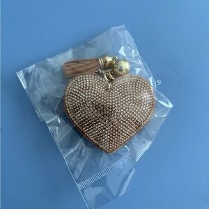 Taupe Heart Purse Charm